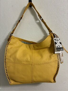 NWT The  Sak Silverlake Studded Pebbled Leather Hobo Shoulder Bag in  Yellow